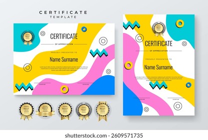 Modern Certificate Template with Colorful Abstract Design Illustration