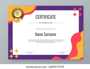 Modern Certificate Template with Colorful Abstract Design Illustration