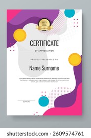 Modern Certificate Template with Colorful Abstract Design Illustration