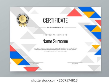 Modern Certificate Template with Colorful Abstract Design Illustration