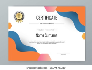 Modern Certificate Template with Colorful Abstract Design Illustration