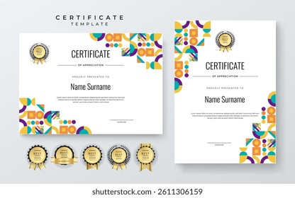 Modern Certificate Template with Colorful Abstract Design Illustration