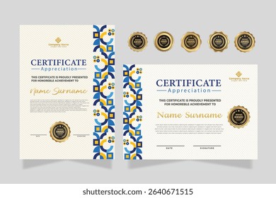 Modern Certificate Template with Colorful Abstract Design Illustration