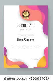 Modern Certificate Template with Colorful Design Elements