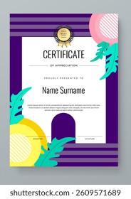 Modern Certificate Template with Colorful Design Elements