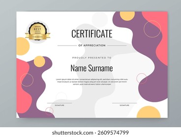 Modern Certificate Template with Colorful Design Elements