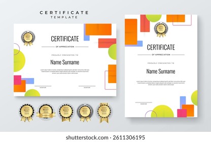 Modern Certificate Template with Colorful Design Elements