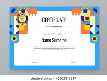 Modern Certificate Template with Colorful Geometric Shape Abstract Design Illustration