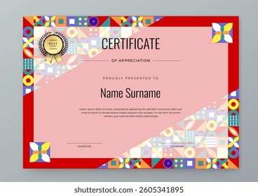 Modern Certificate Template with Colorful Geometric Shape Abstract Design Illustration