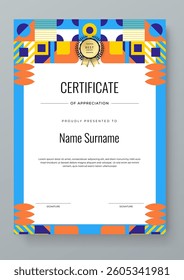 Modern Certificate Template with Colorful Geometric Shape Design Elements