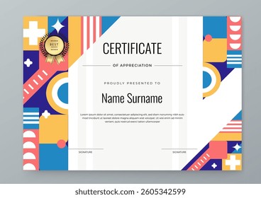 Modern Certificate Template with Colorful Geometric Shape Design Elements