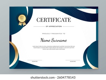 Modern Certificate Template With Decorative Elements. Perfect for Recognition, Achievement Awards, and Corporate Presentations