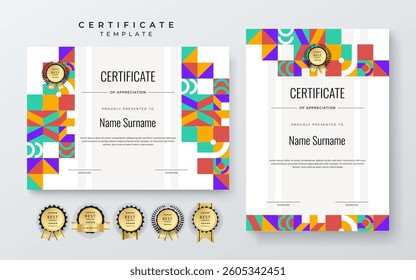 Modern Certificate Template With Decorative Elements. Perfect for recognition, achievement awards, and corporate presentations