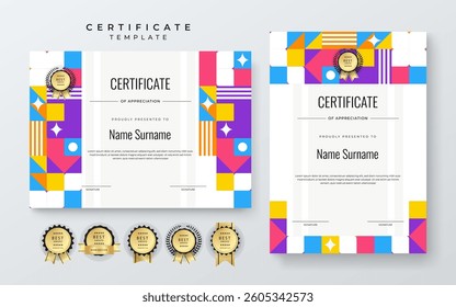 Modern Certificate Template With Decorative Elements. Perfect for recognition, achievement awards, and corporate presentations