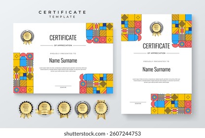 Modern Certificate Template With Decorative Elements. Perfect for recognition, achievement awards, and corporate presentations