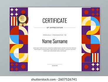 Modern Certificate Template With Decorative Elements. Perfect for recognition, achievement awards, and corporate presentations