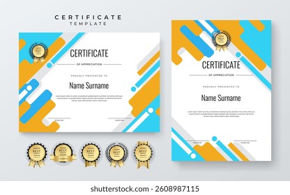 Modern Certificate Template With Decorative Elements. Perfect for recognition, achievement awards, and corporate presentations