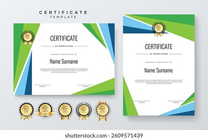 Modern Certificate Template With Decorative Elements. Perfect for recognition, achievement awards, and corporate presentations