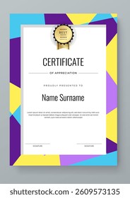Modern Certificate Template With Decorative Elements. Perfect for recognition, achievement awards, and corporate presentations
