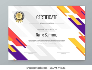 Modern Certificate Template With Decorative Elements. Perfect for recognition, achievement awards, and corporate presentations