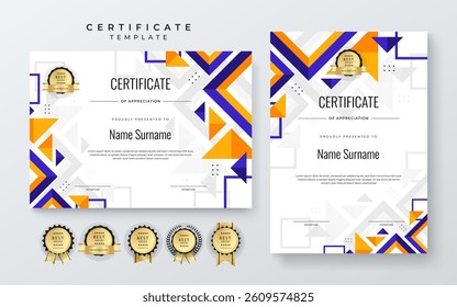 Modern Certificate Template With Decorative Elements. Perfect for recognition, achievement awards, and corporate presentations