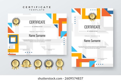 Modern Certificate Template With Decorative Elements. Perfect for recognition, achievement awards, and corporate presentations