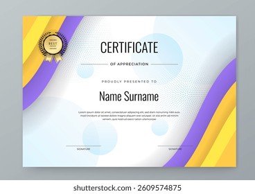 Modern Certificate Template With Decorative Elements. Perfect for recognition, achievement awards, and corporate presentations