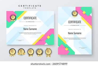 Modern Certificate Template With Decorative Elements. Perfect for recognition, achievement awards, and corporate presentations
