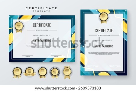 Modern Certificate Template With Decorative Elements. Perfect for recognition, achievement awards, and corporate presentations