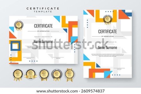 Modern Certificate Template With Decorative Elements. Perfect for recognition, achievement awards, and corporate presentations