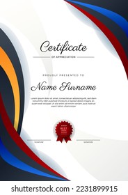 Modern certificate template design with abstract geometric shapes decoration. Vector professional certificate 