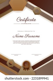 Modern certificate template design with abstract geometric shapes decoration. Vector professional certificate 