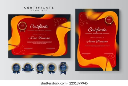 Modern certificate template design with abstract geometric shapes decoration. Vector professional certificate 