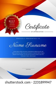 Modern certificate template design with abstract geometric shapes decoration. Vector professional certificate 