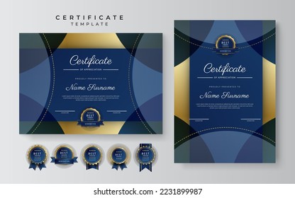 Modern certificate template design with abstract geometric shapes decoration. Vector professional certificate 