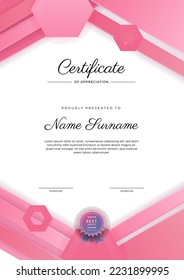 Modern certificate template design with abstract geometric shapes decoration. Vector professional certificate 