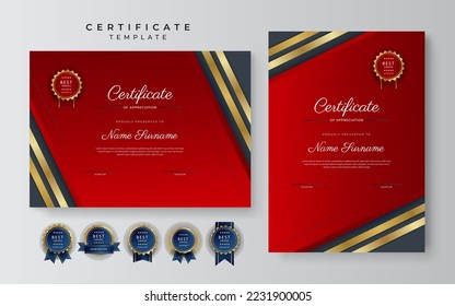Diseño moderno de plantillas de certificado con decoración de formas geométricas abstractas. Certificado profesional de vectores 