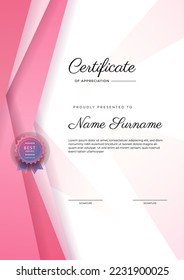 Diseño moderno de plantillas de certificado con decoración de formas geométricas abstractas. Certificado profesional de vectores 