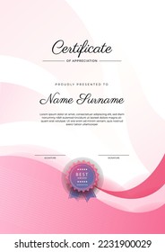 Modern certificate template design with abstract geometric shapes decoration. Vector professional certificate 