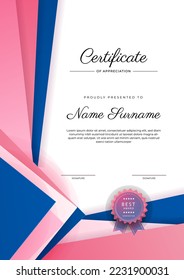 Modern certificate template design with abstract geometric shapes decoration. Vector professional certificate 