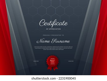 Modern certificate template design with abstract geometric shapes decoration. Vector professional certificate 