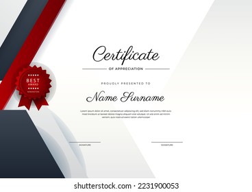 Diseño moderno de plantillas de certificado con decoración de formas geométricas abstractas. Certificado profesional de vectores 