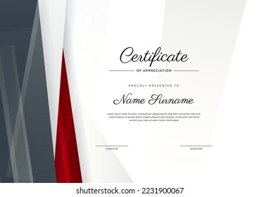 Modern certificate template design with abstract geometric shapes decoration. Vector professional certificate 