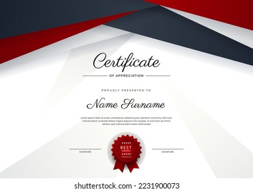 Modern certificate template design with abstract geometric shapes decoration. Vector professional certificate 