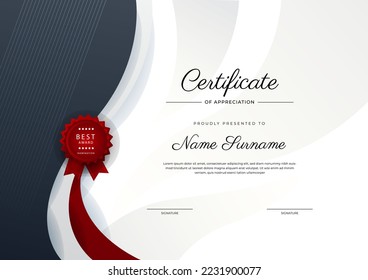 Modern certificate template design with abstract geometric shapes decoration. Vector professional certificate 
