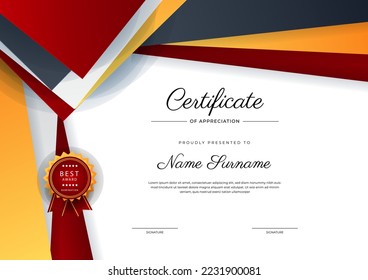 Modern certificate template design with abstract geometric shapes decoration. Vector professional certificate 