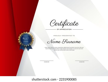 Modern certificate template design with abstract geometric shapes decoration. Vector professional certificate 