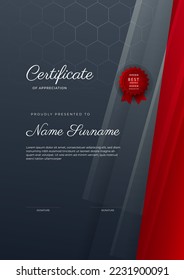 Modern certificate template design with abstract geometric shapes decoration. Vector professional certificate 