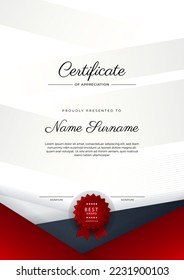 Modern certificate template design with abstract geometric shapes decoration. Vector professional certificate 