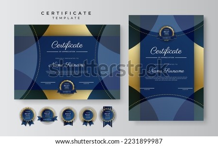 Modern certificate template design with abstract geometric shapes decoration. Vector professional certificate 